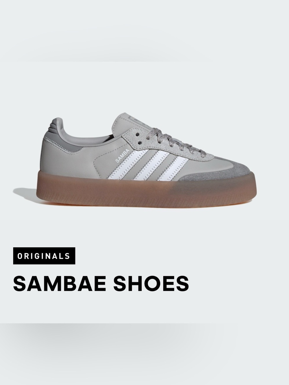 adidas Samba Low-Profile Sneaker in Gray, White & Gum - Picture 6 of 8